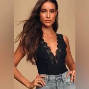 Lulu’s Black Lace Bodysuit